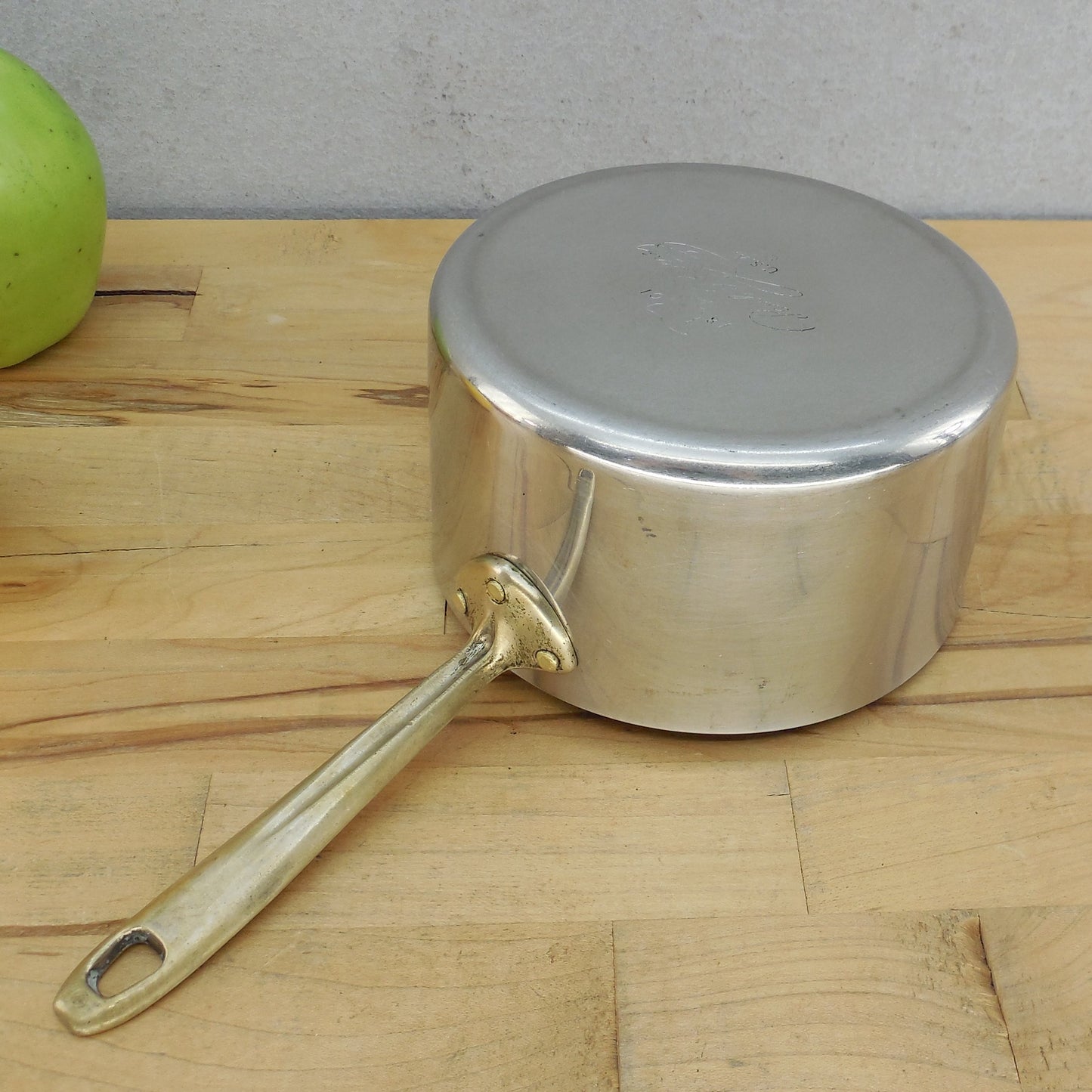 Revere Ware Limited Edition 1 Quart Open Saucepan Stainless Copper Core Brass handle