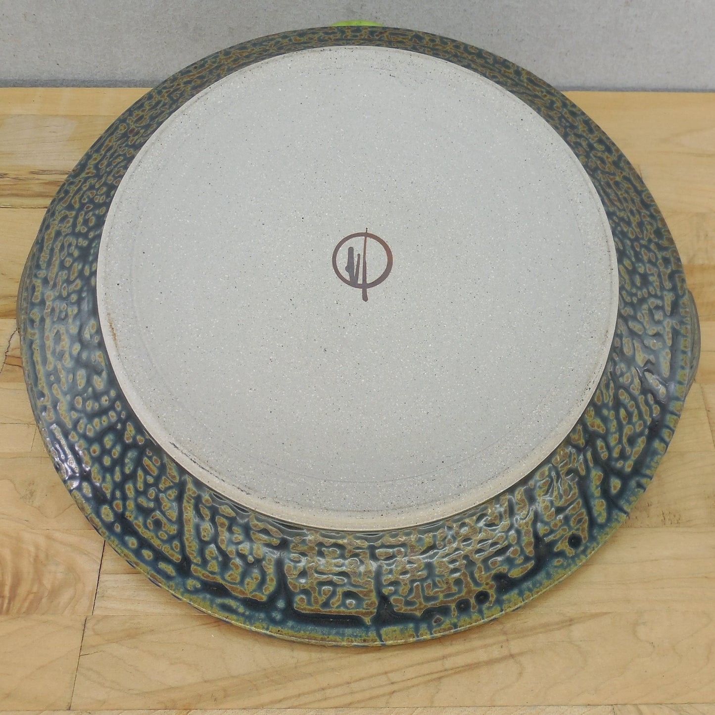 Royce Yoder Pottery Serving Platter Tan Ash Glaze Handles 12.5" Signed