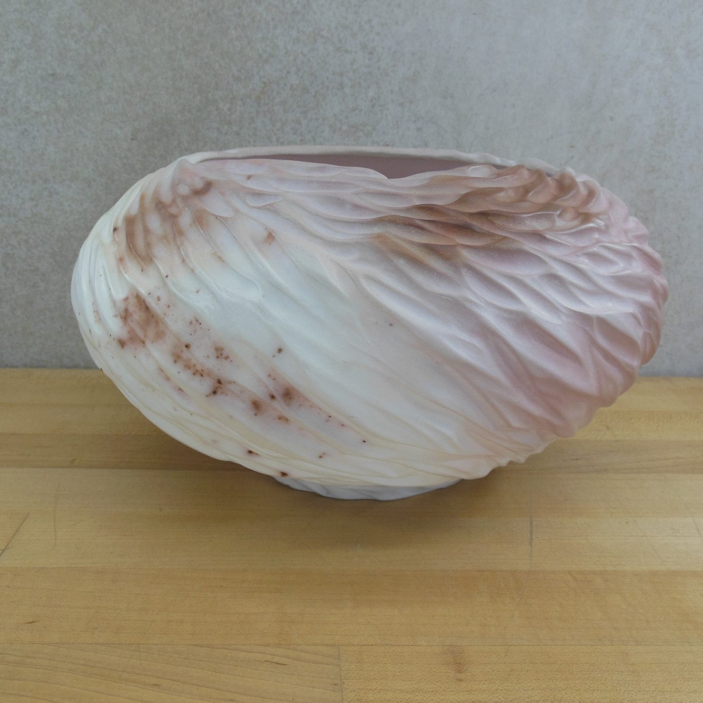 Ruth Allan 1990 Studio Saggar Pottery Vortex Vase Pink Brown