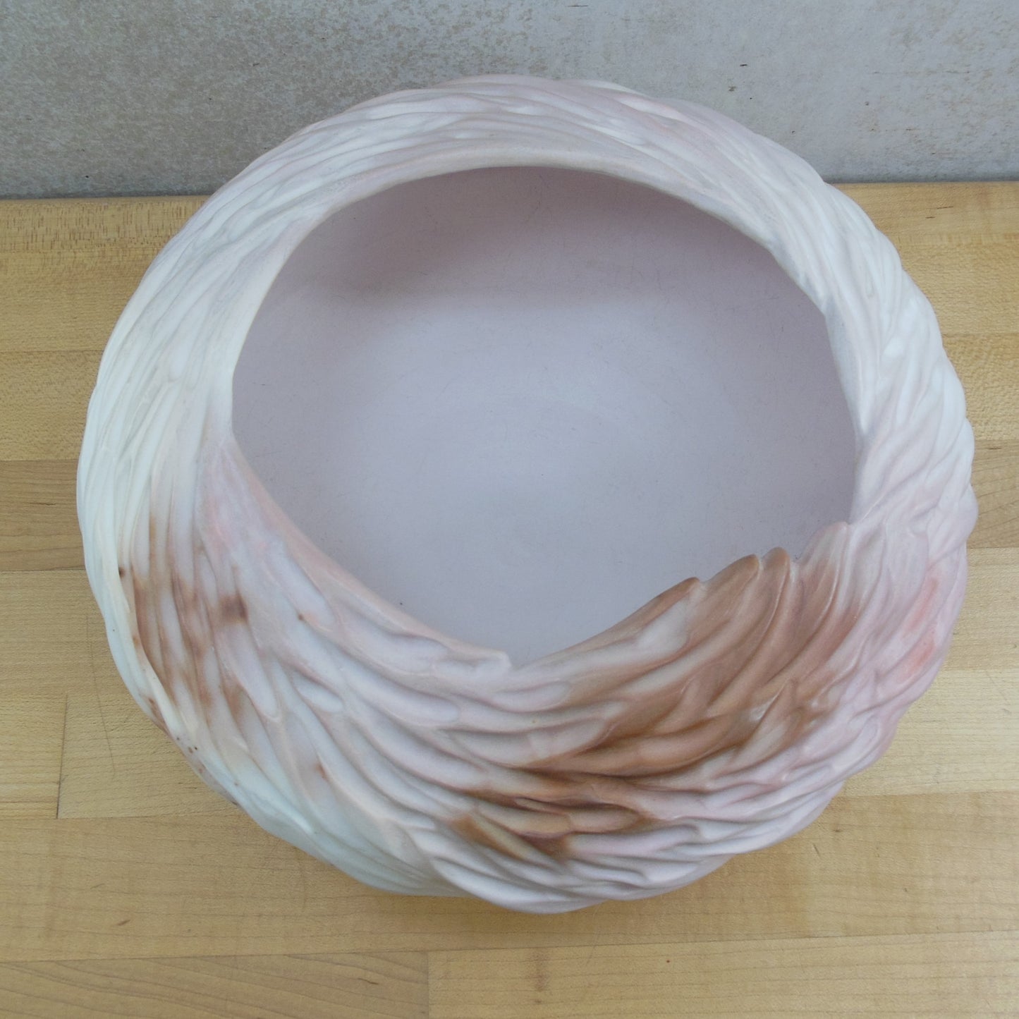 Ruth Allan 1990 Studio Saggar Pottery Vortex Vase Pink Brown Vintage