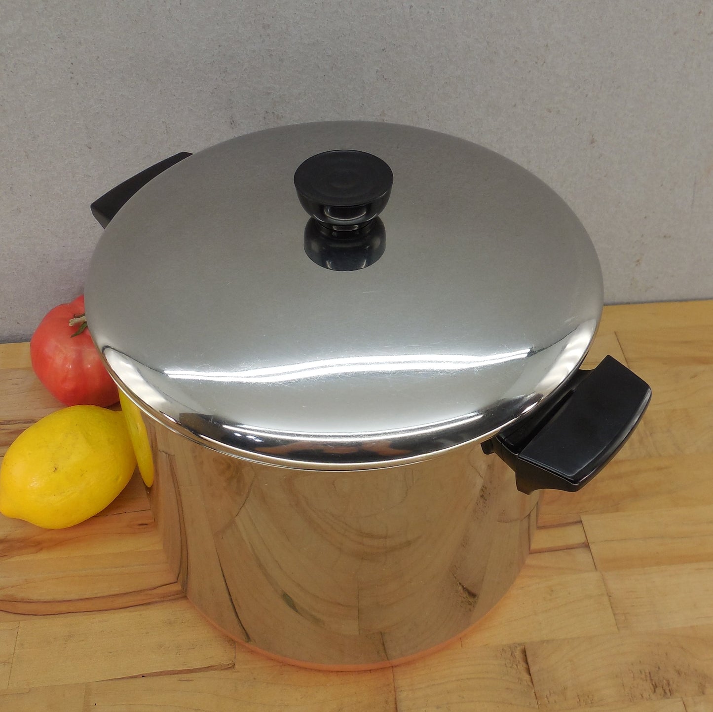Revere Ware 1989 USA 8 Quart Tall Stock Pot Stainless Copper Clad 1428 Lid
