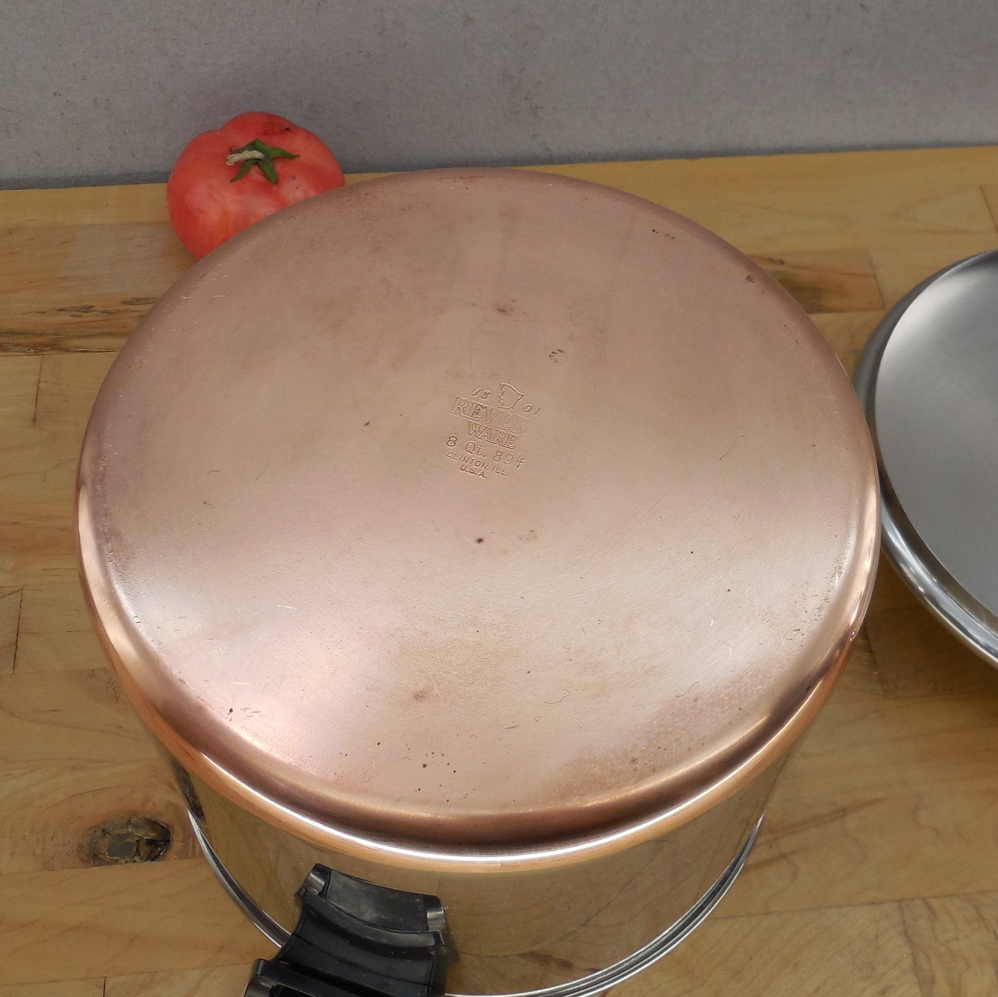 Revere Ware 1989 USA 8 Quart Tall Stock Pot Stainless Copper Clad 1428 Bottom