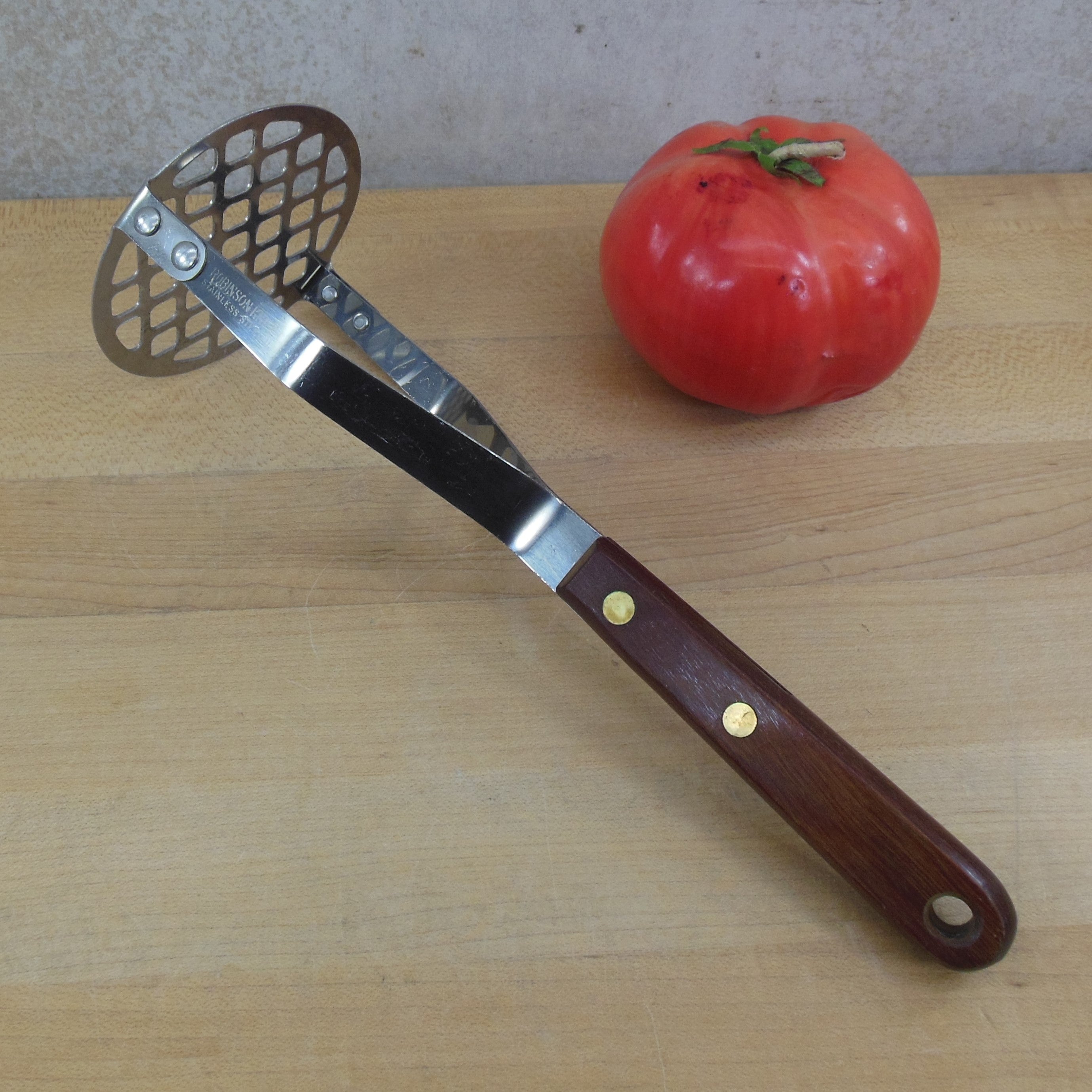 Wayne Japan Stainless Potato Vegetable Masher - Wood Grip Handle – Olde  Kitchen & Home