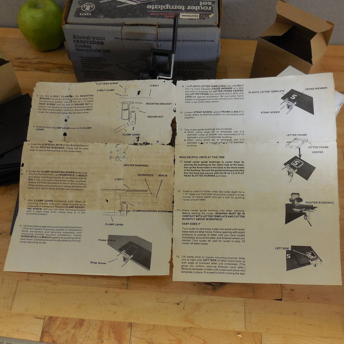 Sears Craftsman Router Wood Sign Lettering Number Template Set 92573 instrctions