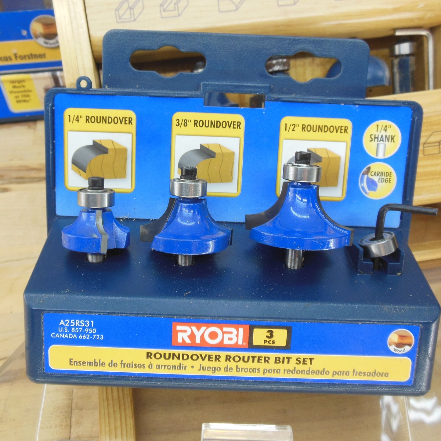 Ryobi R1801M1 Router & R181FB1 Fixed Base 1.5HP & 3 Bits Forstner Sets A25RS31
