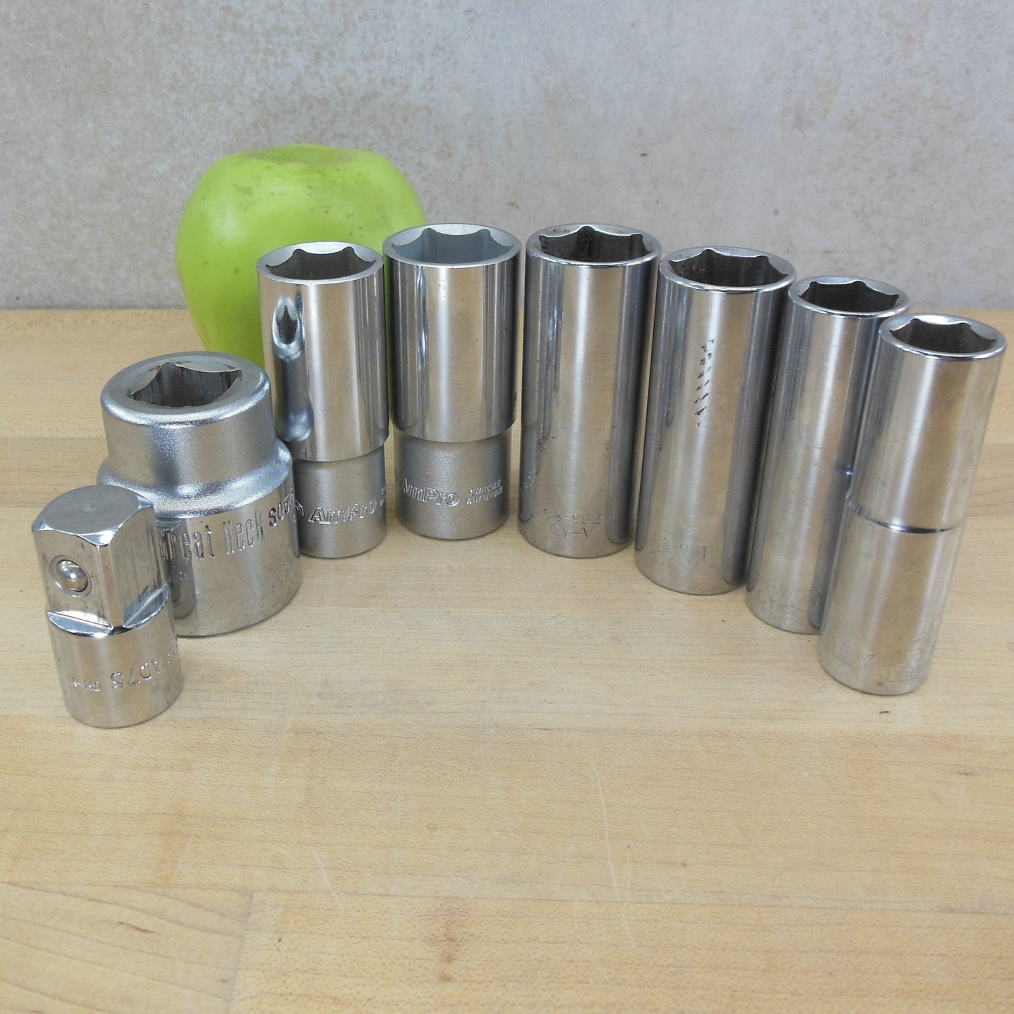 Socket Lot -Great Neck AmPro Stanley 1/2" 3/4" Drive Adaptor 1-5/16" 1" 15/16" 7/8" 11/16" 5/8"