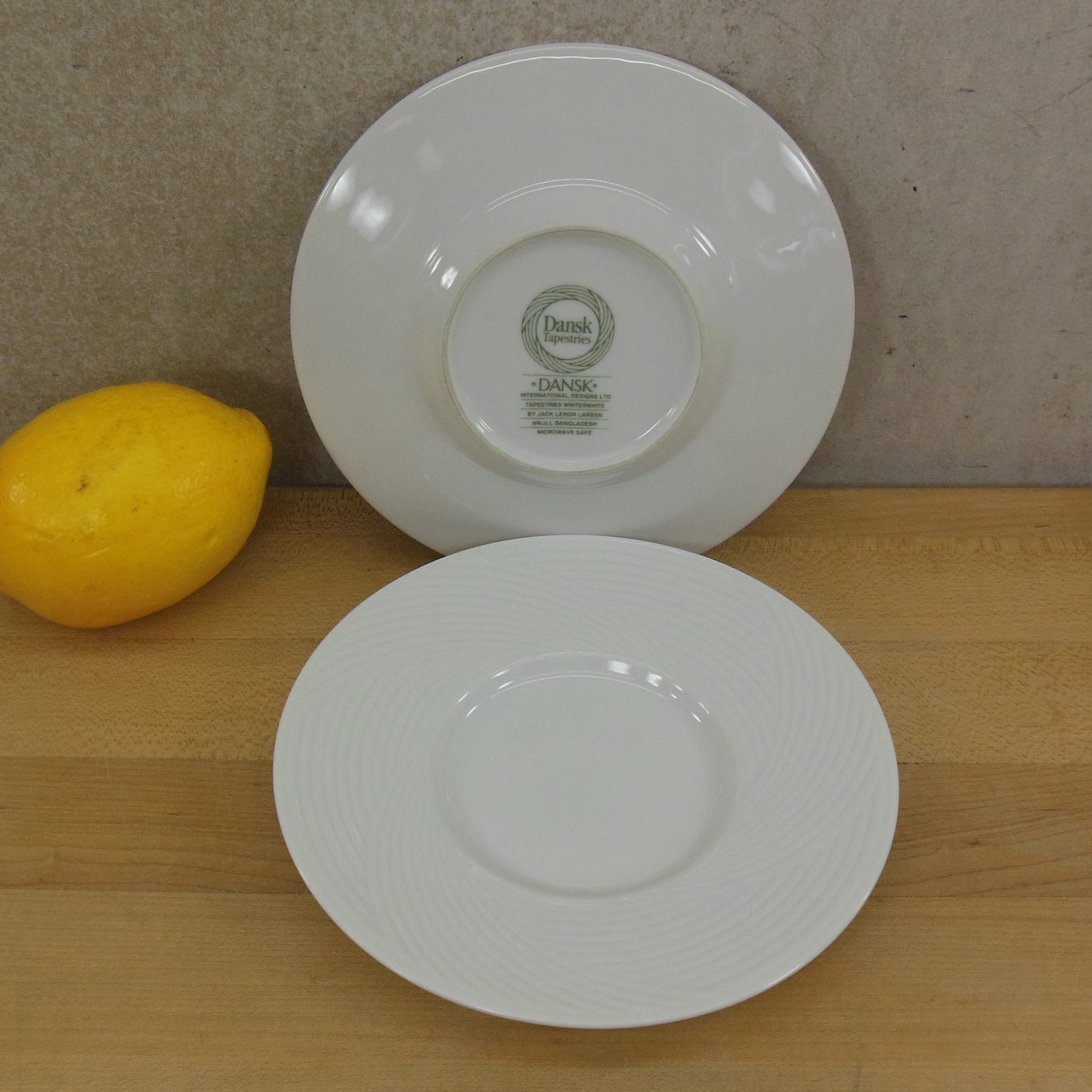 Dansk Tapestries Winter White Larsen - Pair Saucer Plates Vintage