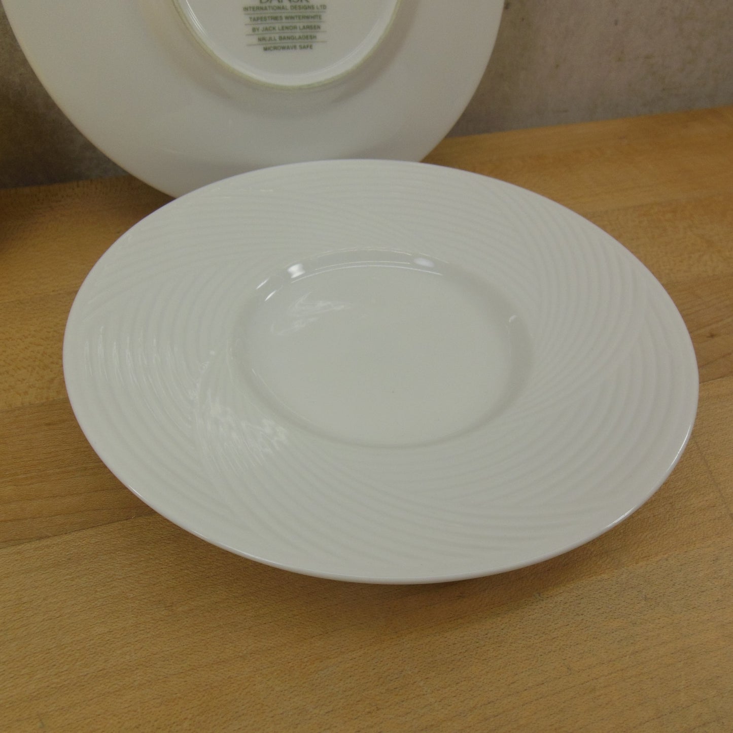 Dansk Tapestries Winter White Larsen - Pair Saucer Plates used
