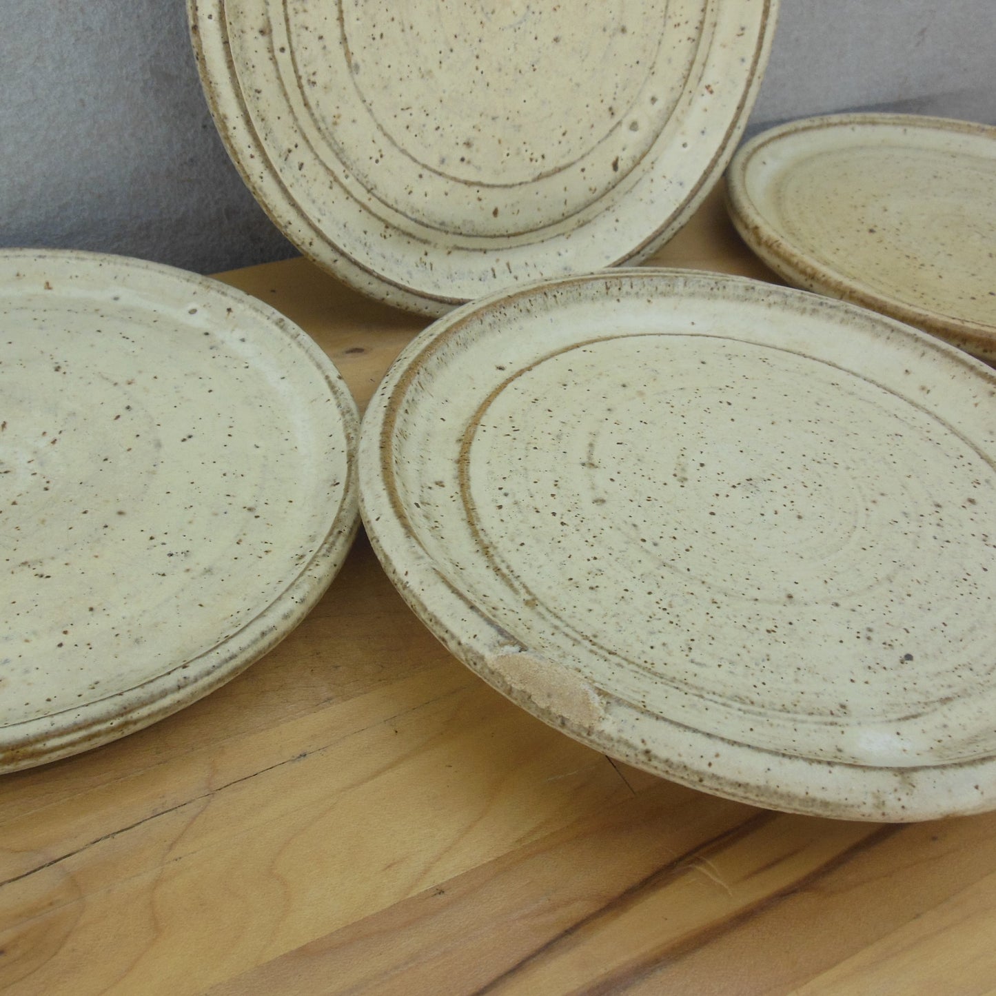 Signed Sal Stoneware Pottery 6 Set Side Plates 6" Imperfection