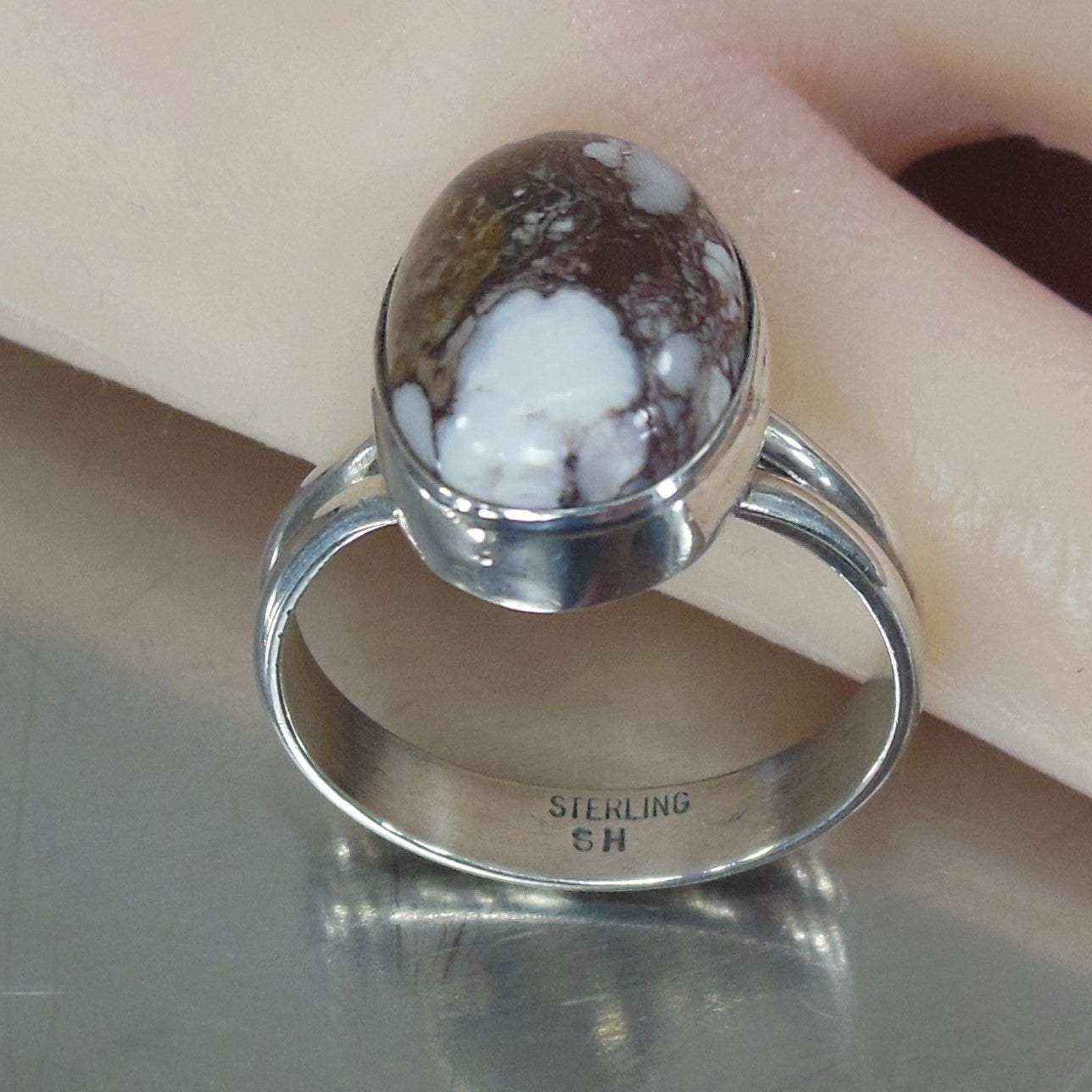 Shirley Henry Navajo Sterling Silver White Buffalo? Turquoise Ring Size 8.25 Signed