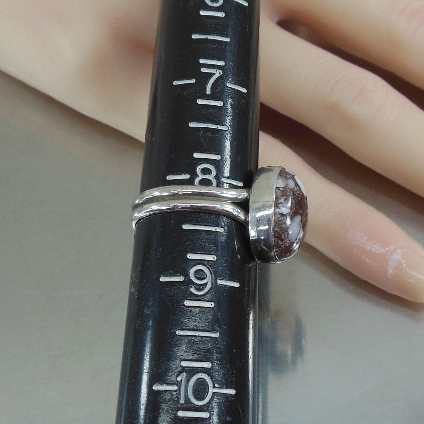 Shirley Henry Navajo Sterling Silver White Buffalo? Turquoise Ring Size 8.25 Double Band