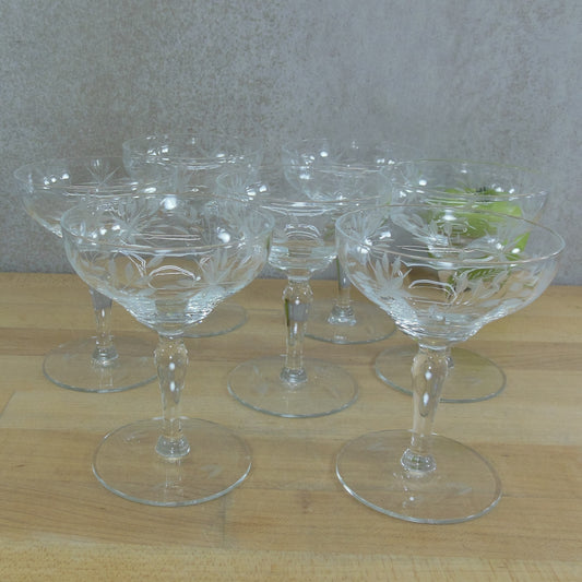 Marion Glass C-365 Cut Crystal Low Sherbet Stemware - 7 Set