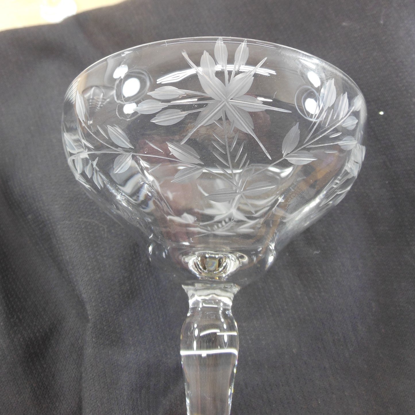 Marion Glass C-365 Cut Crystal Low Sherbet Stemware - 7 Set Vintage
