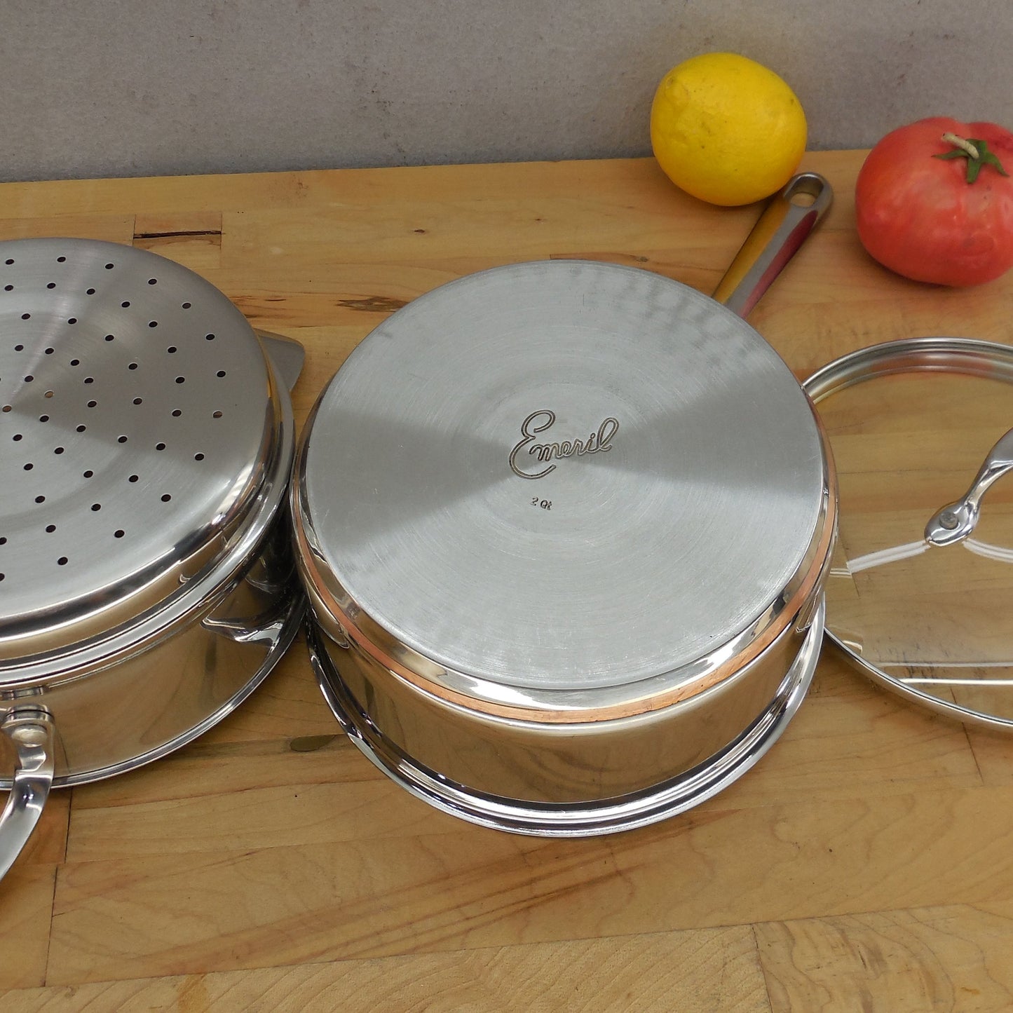 Emeril By All-Clad Stainless Copper Core 2 Quart Saucepan Steamer Used