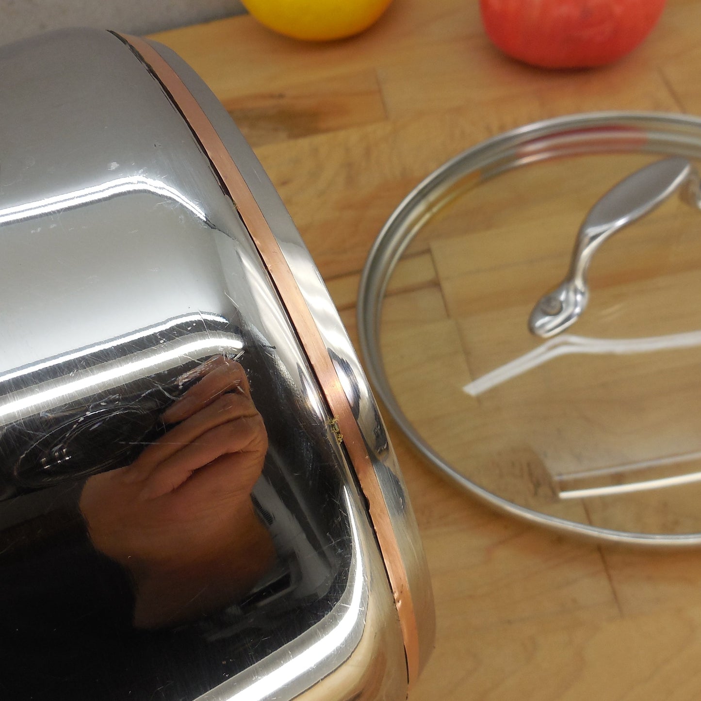 Emeril By All-Clad Stainless Copper Core 2 Quart Saucepan Steamer Bottom