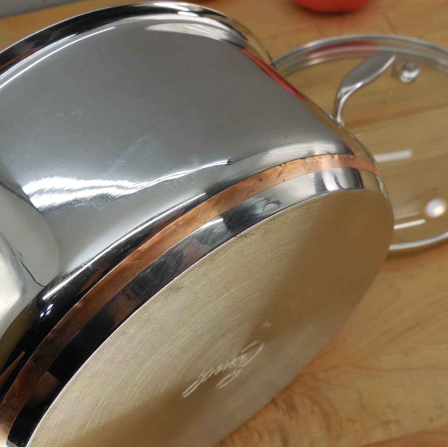 Emeril By All-Clad Stainless Copper Core 2 Quart Saucepan Steamer Cleaned Polished