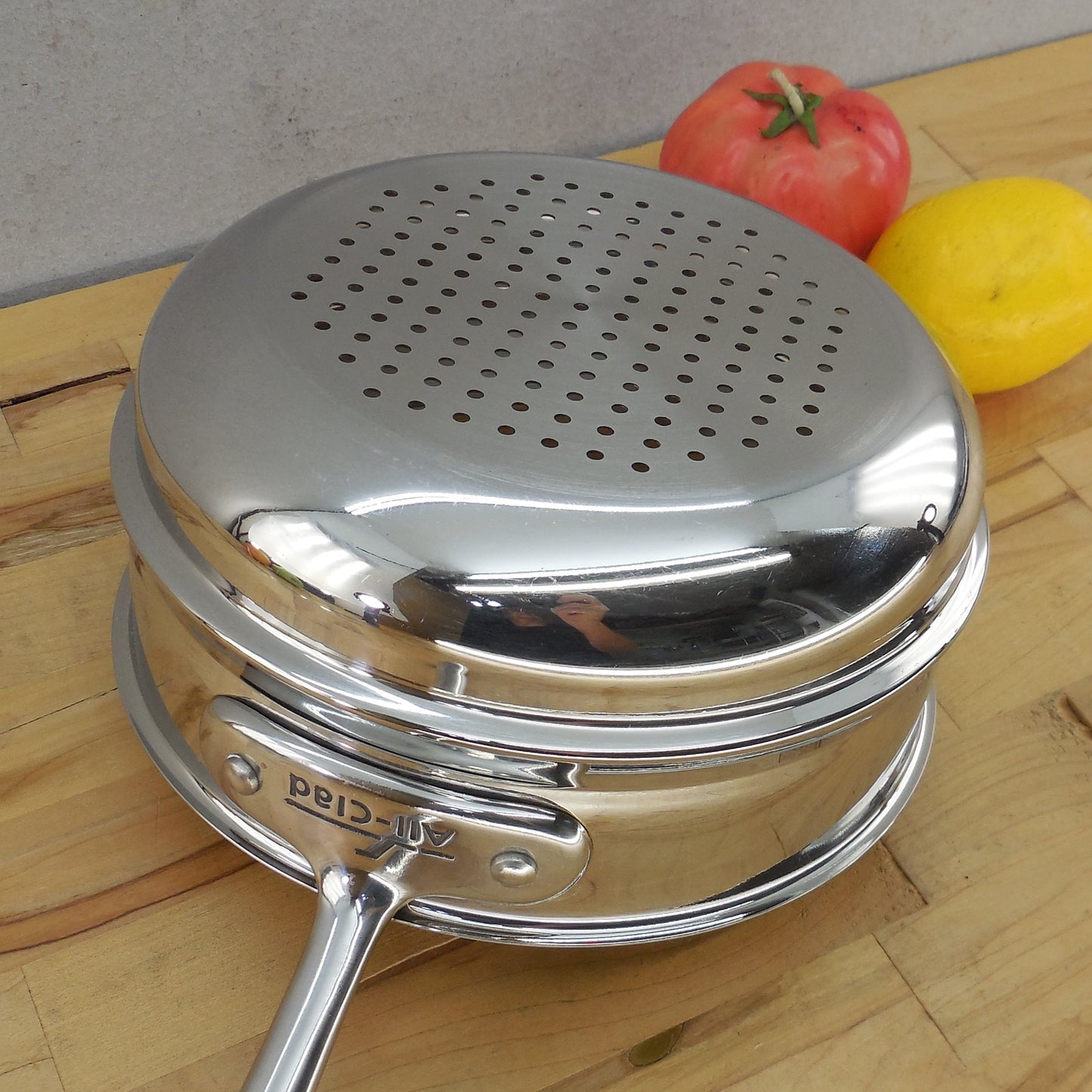 All-Clad USA Stainless 8" Steamer Insert Long Handle 3 Quart 4703-ST Saucepan