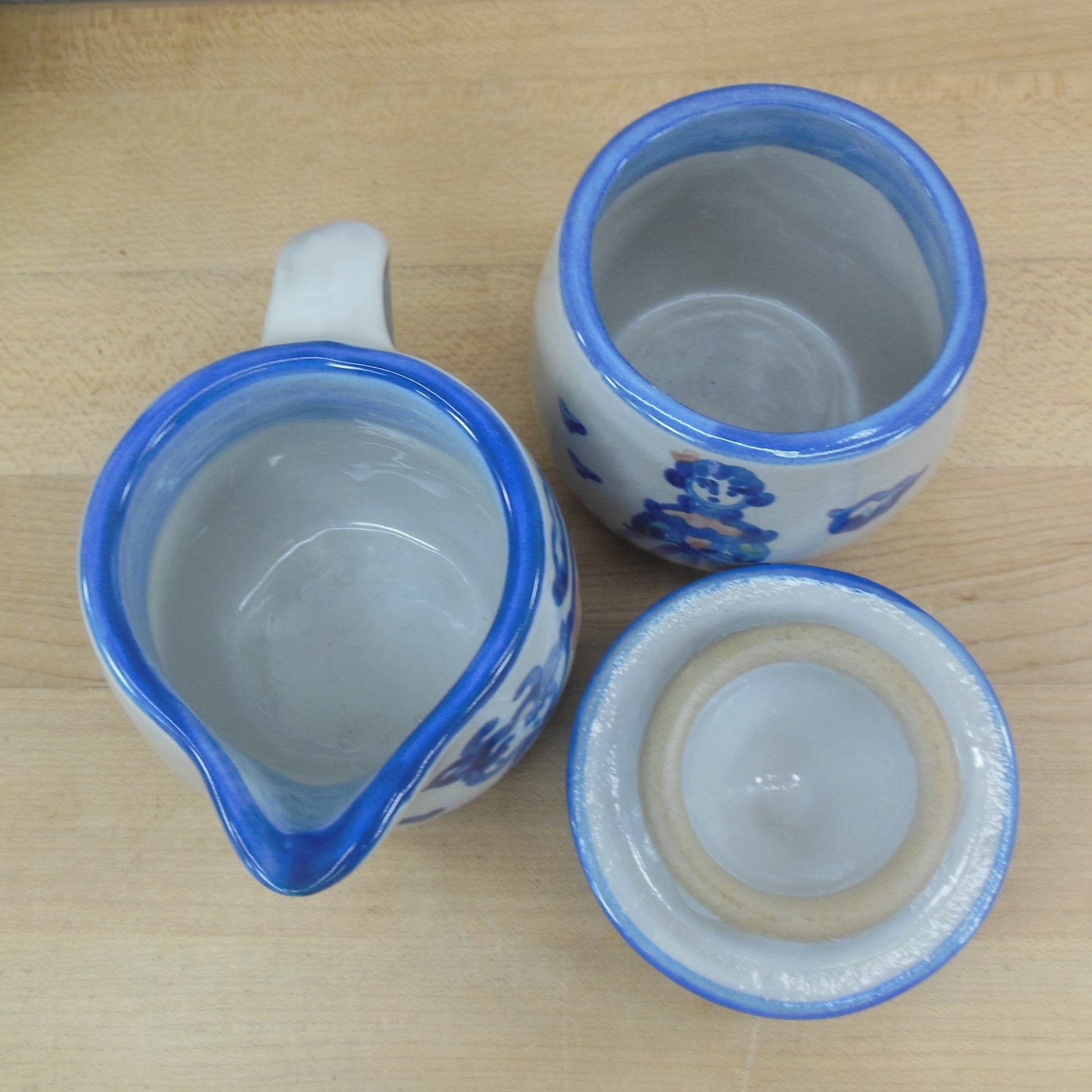 M.A. Hadley Pottery Sugar Bowl Creamer Set Country Cow Wife Lidded Small