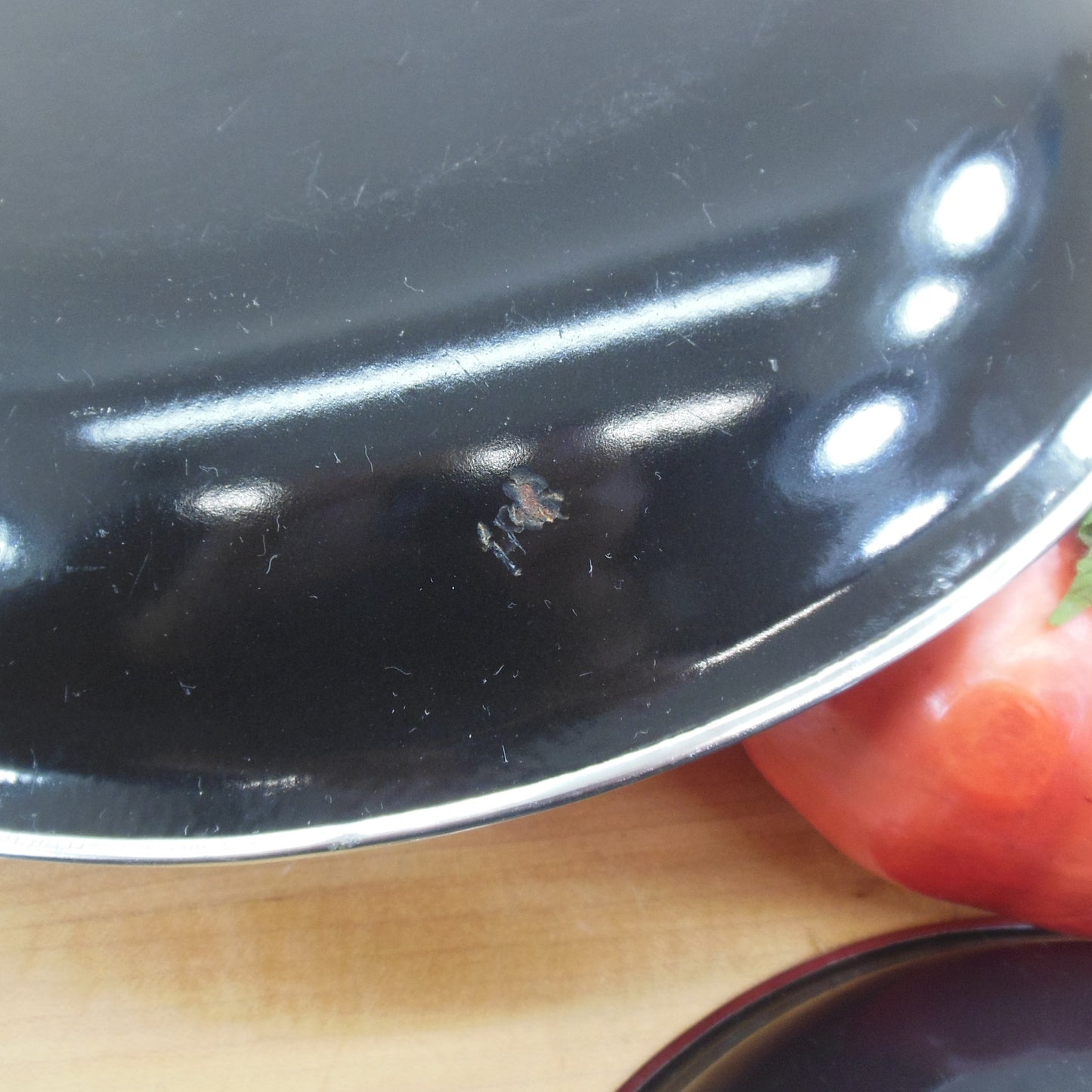 EMO Yugoslavia Unbranded Enamelware Sizzling Au Gratin Pans - Red Yellow Blue Chip