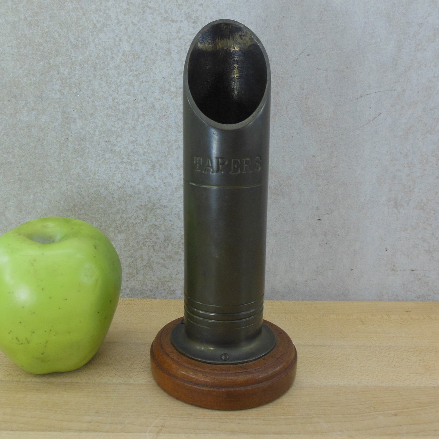 Tapers Candles Vintage Machined Brass Wood Storage Holder Church Alter