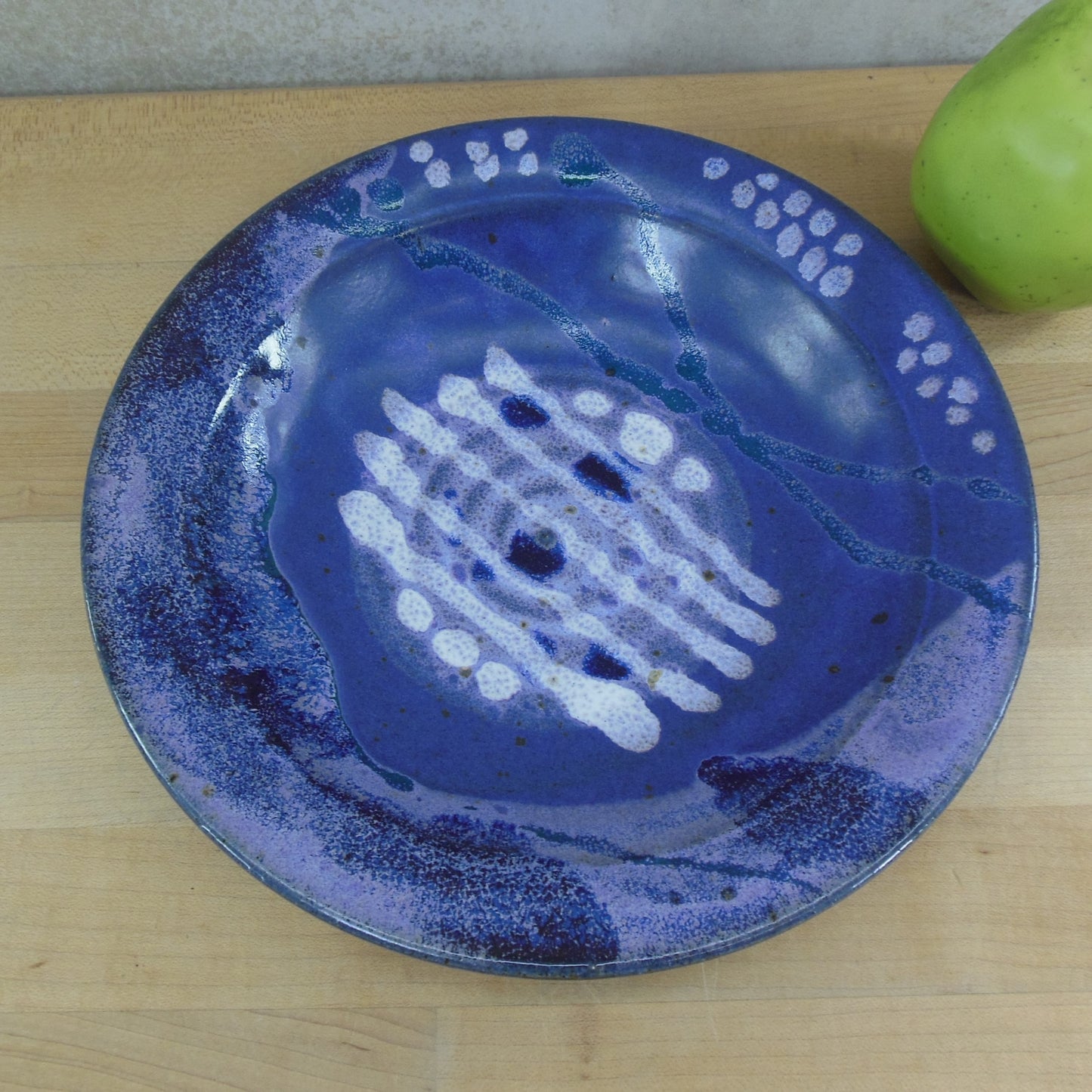 Tim Turner Signed Pottery Bowl Purple Blue White