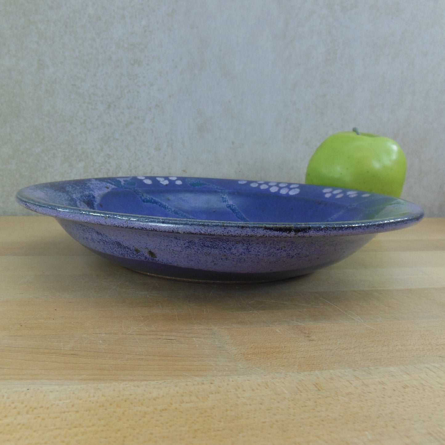 Tim Turner Signed Pottery Bowl Purple Blue White Vintage