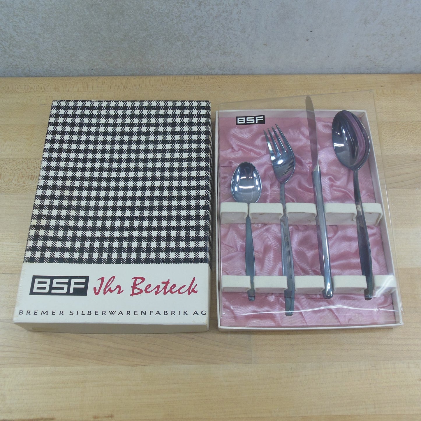Bremer BSF Silverplate Unknown Pattern 4 Piece Place Setting NOS Boxed