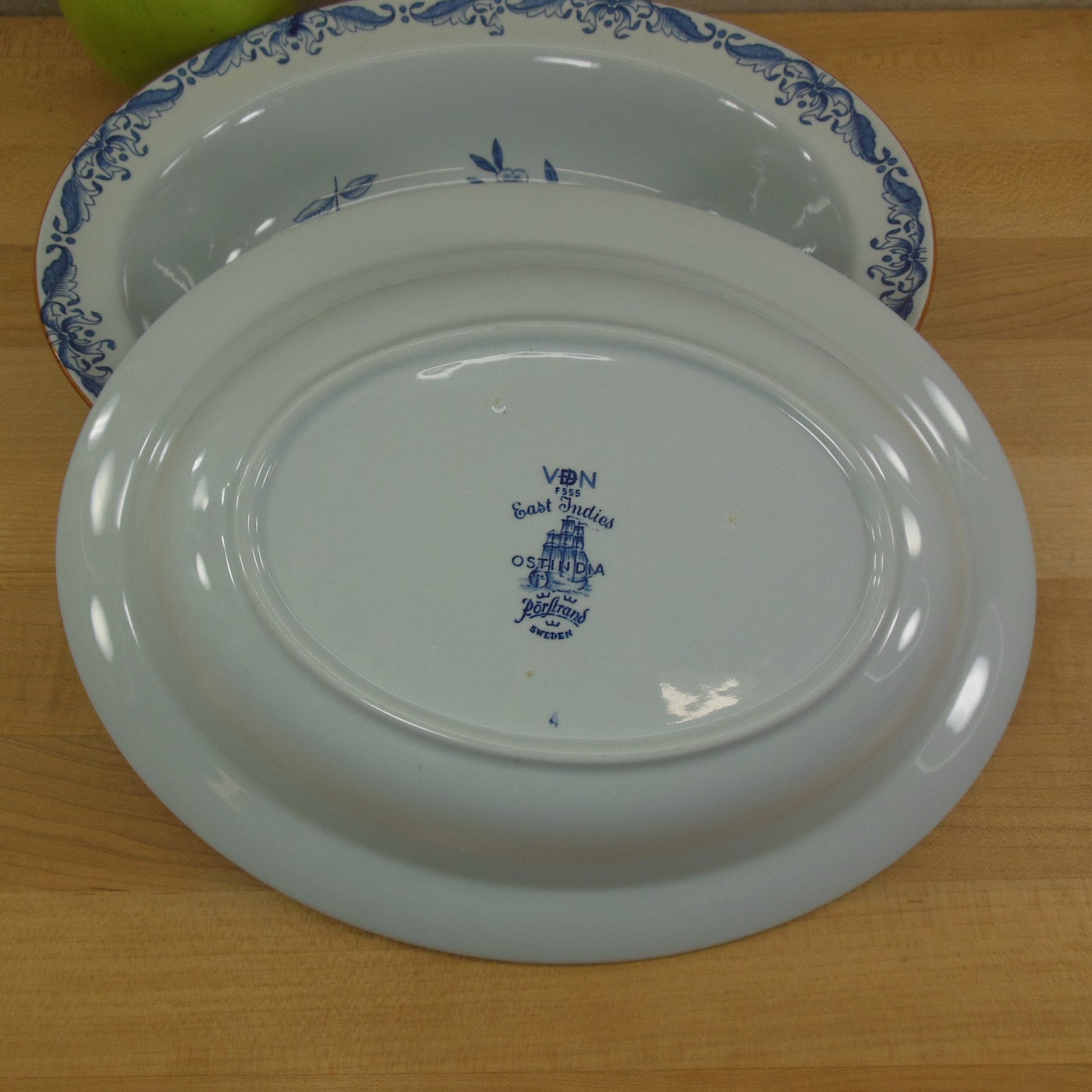 Rorstrand Sweden Ostindia East Indies Dinnerware - 2 Oval Vegetable Bowls used