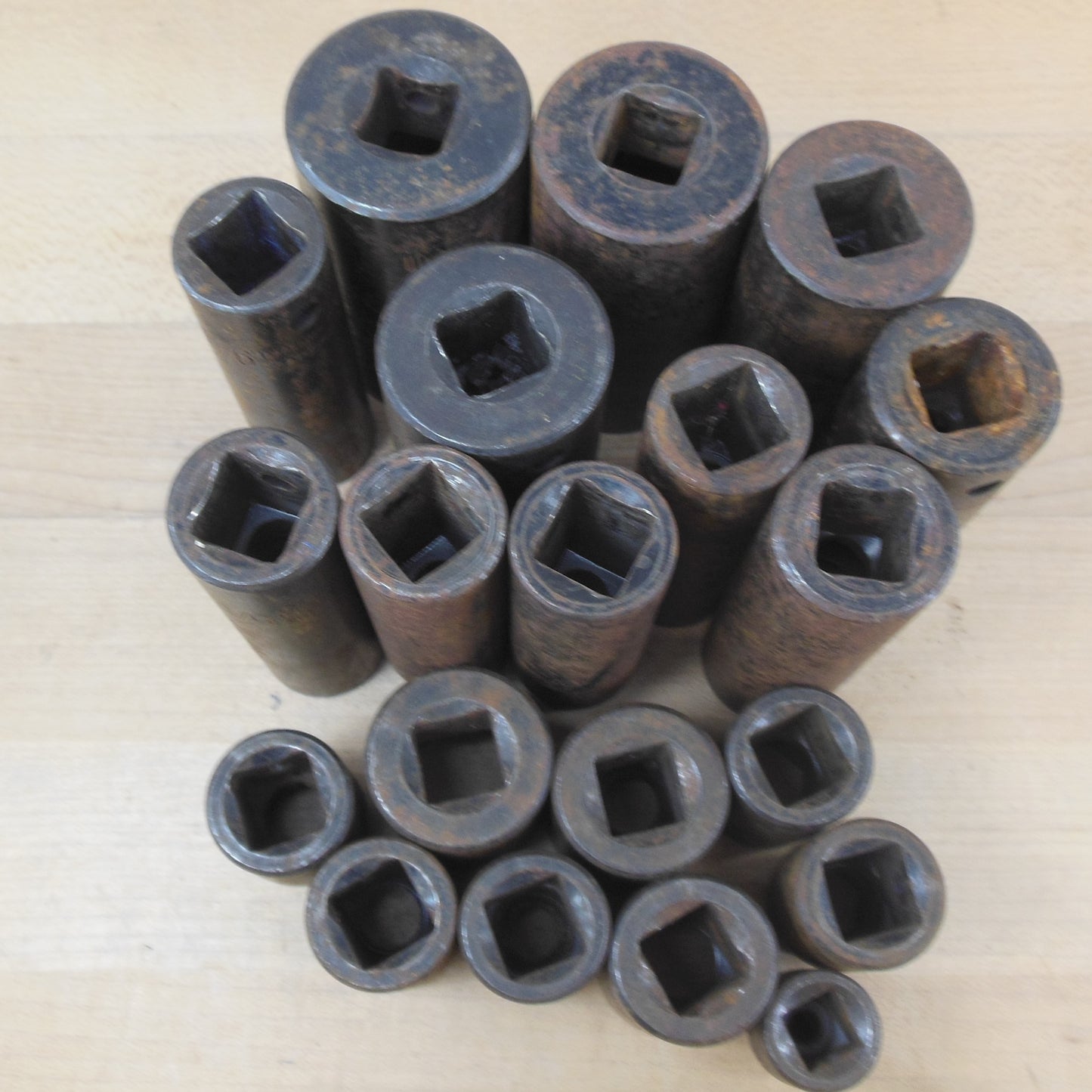 Unbranded Chrome Vanadium Impact Sockets 22 Lot Deep SAE Shallow Metric used