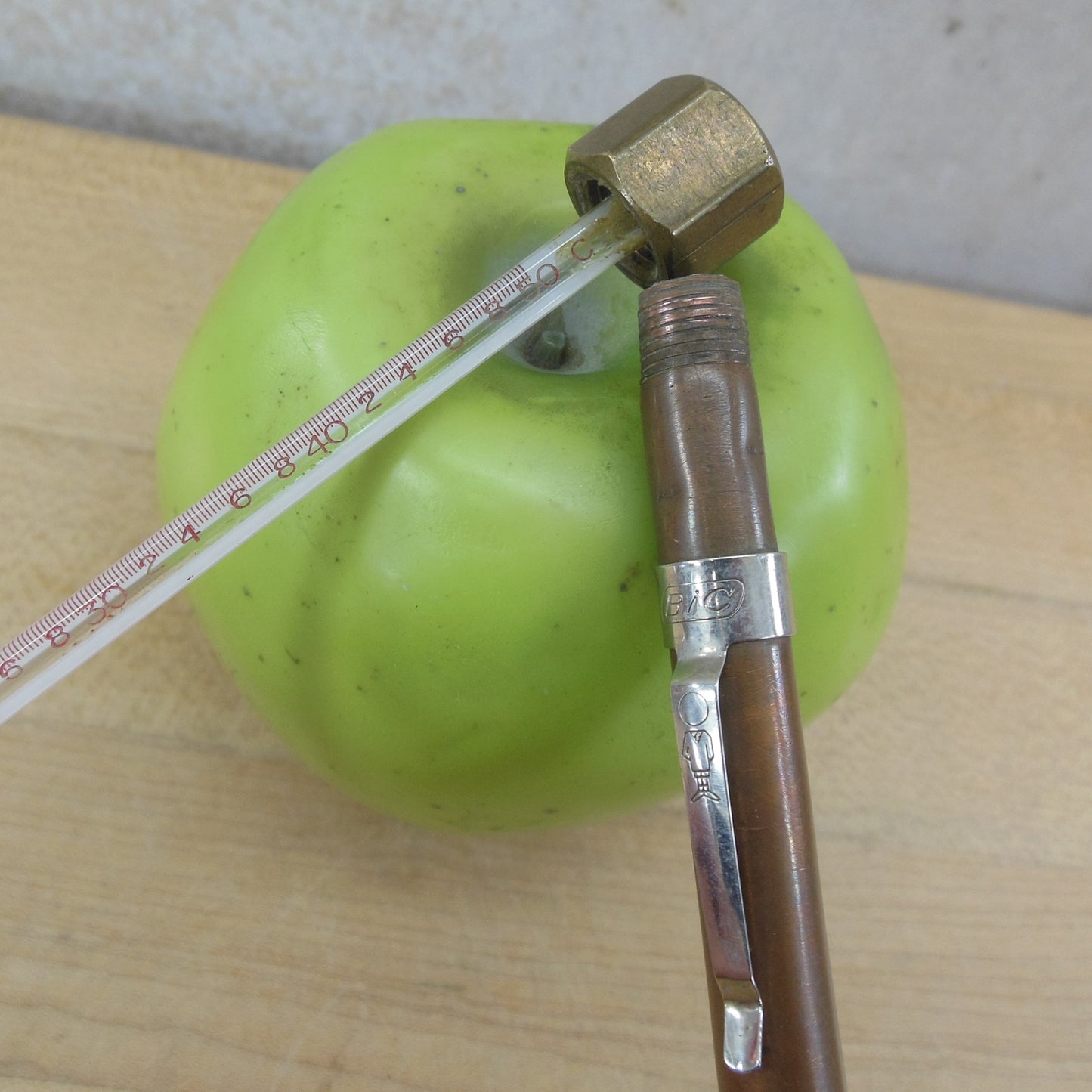 Wesco USA Glass Thermometer 0-50 Celsius Custom Copper Case Soldered vintage