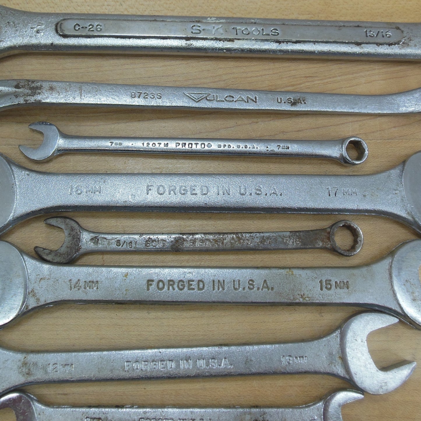 Mixed Maker 24 Lot Wrenches Open Combo Box - Craftsman Snap-on S-K Proto Challenger Etc. Metric SAE