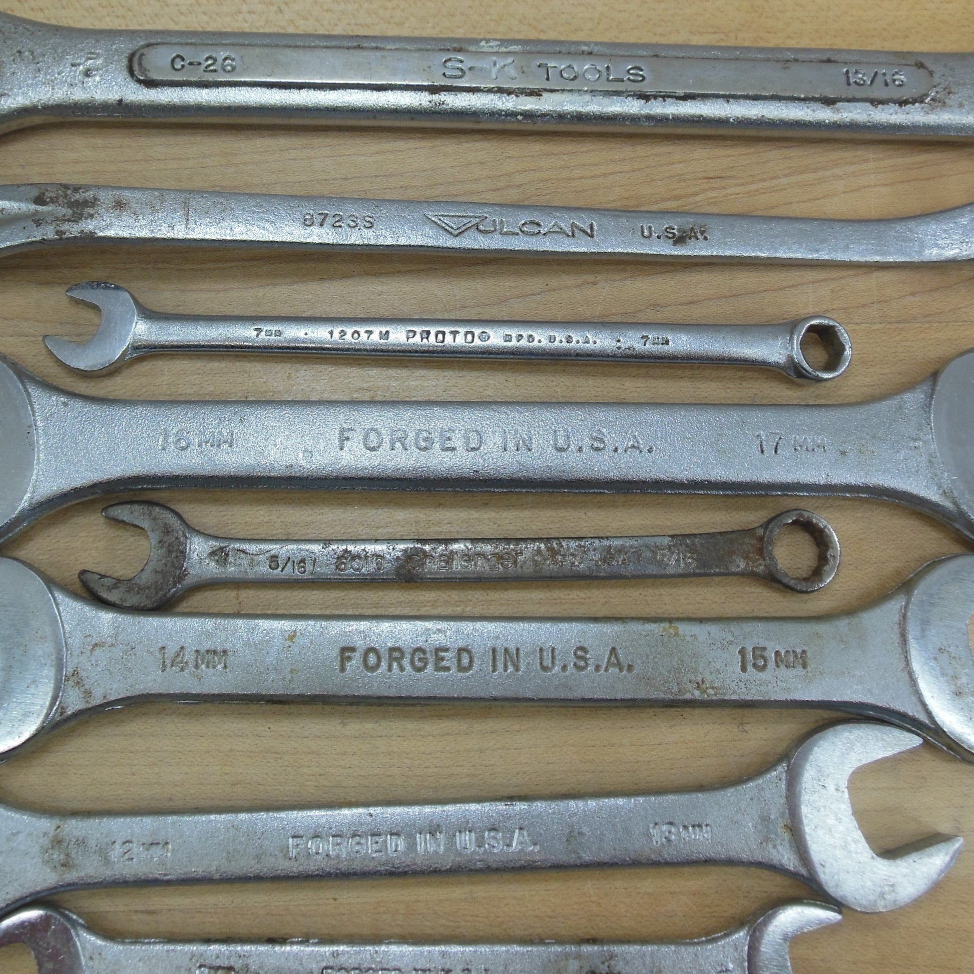 Mixed Maker 24 Lot Wrenches Open Combo Box - Craftsman Snap-on S-K Proto Challenger Etc. Metric SAE
