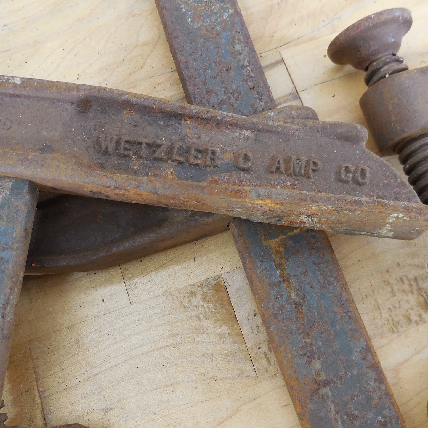 3 Lot Antique Wetzler Wing Nut 12" 8.25" Bar Clamps Long Island City Pat.d Clamp Co