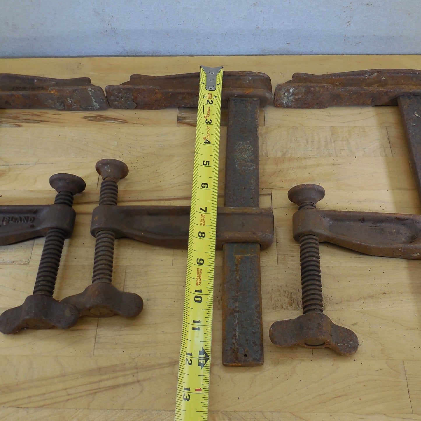 3 Lot Antique Wetzler Wing Nut 12" 8.25" Bar Clamps Long Island City Pat.d