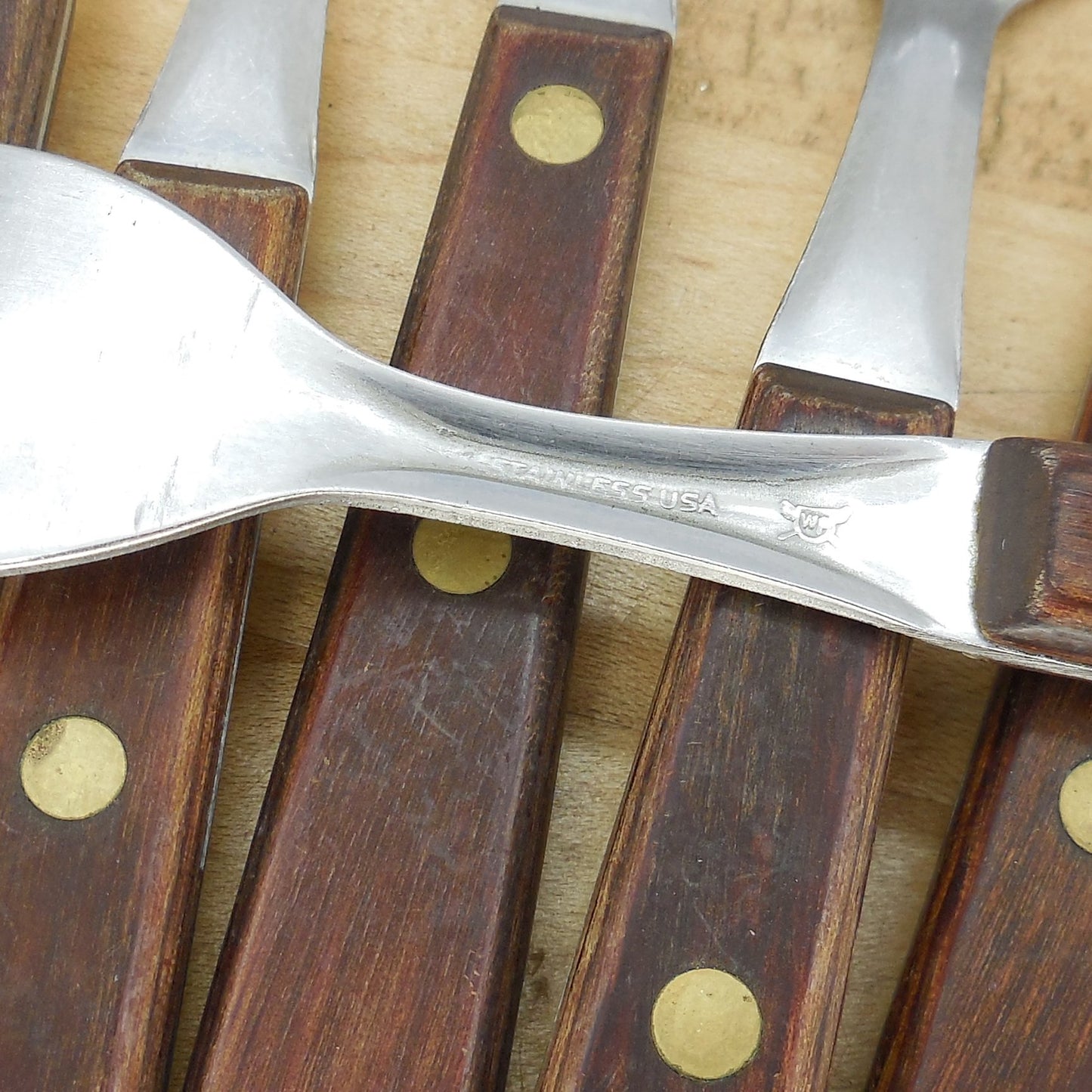 Washington Forge USA Town & Country Stainless Wood Flatware 31 Lot