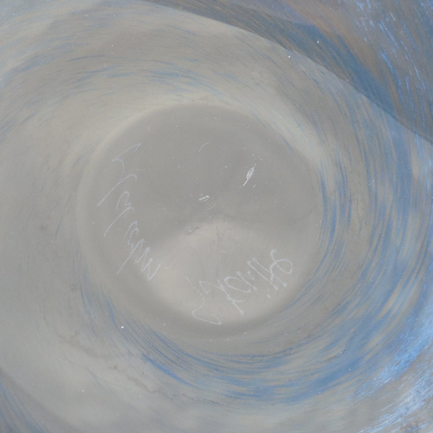 Malcolm Sutcliffe Pair Cameo Art Glass Bowls Whales Blue Black scratch