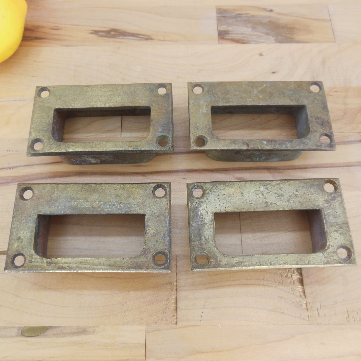 Antique Brass Bronze Sash Window Door Pull Handles Strike 4 Set Rectangular