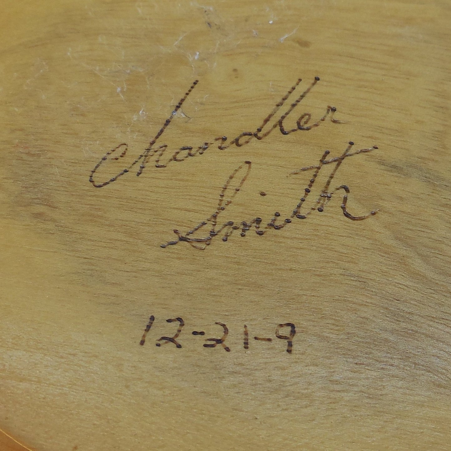Chandler Smith Signed Turned Wood Bowl 10.5" Maker Mark