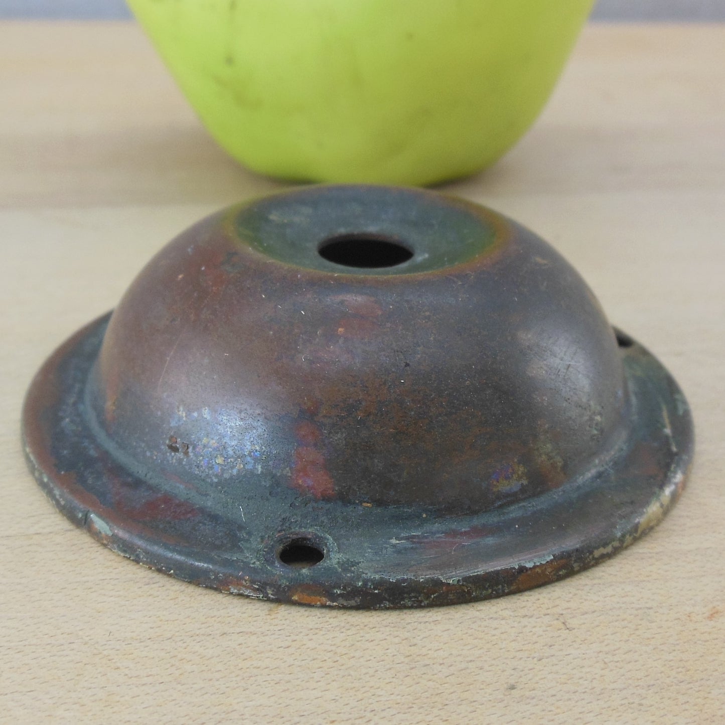 Antique Victorian Plain Bronze Door Bell Rosette Escutcheon 2-3/4" Dome Cover Used