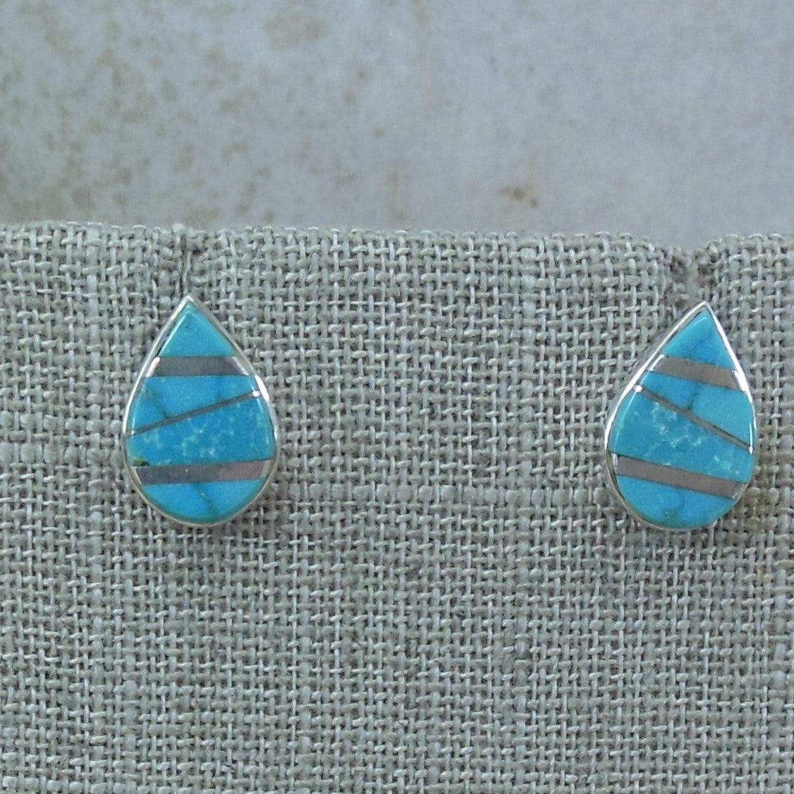 Billy Long Native American Navajo Teardrop Turquoise Sterling Earrings