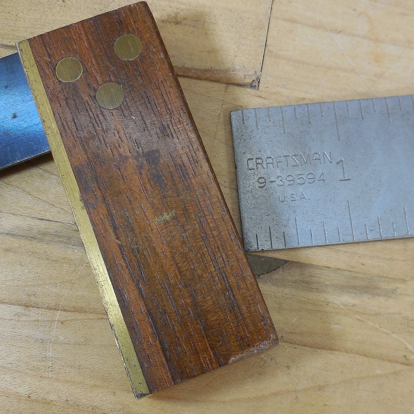 Craftsman 9-39594 Try Square 8" & Crown Tools 3.75" Rosewood Brass