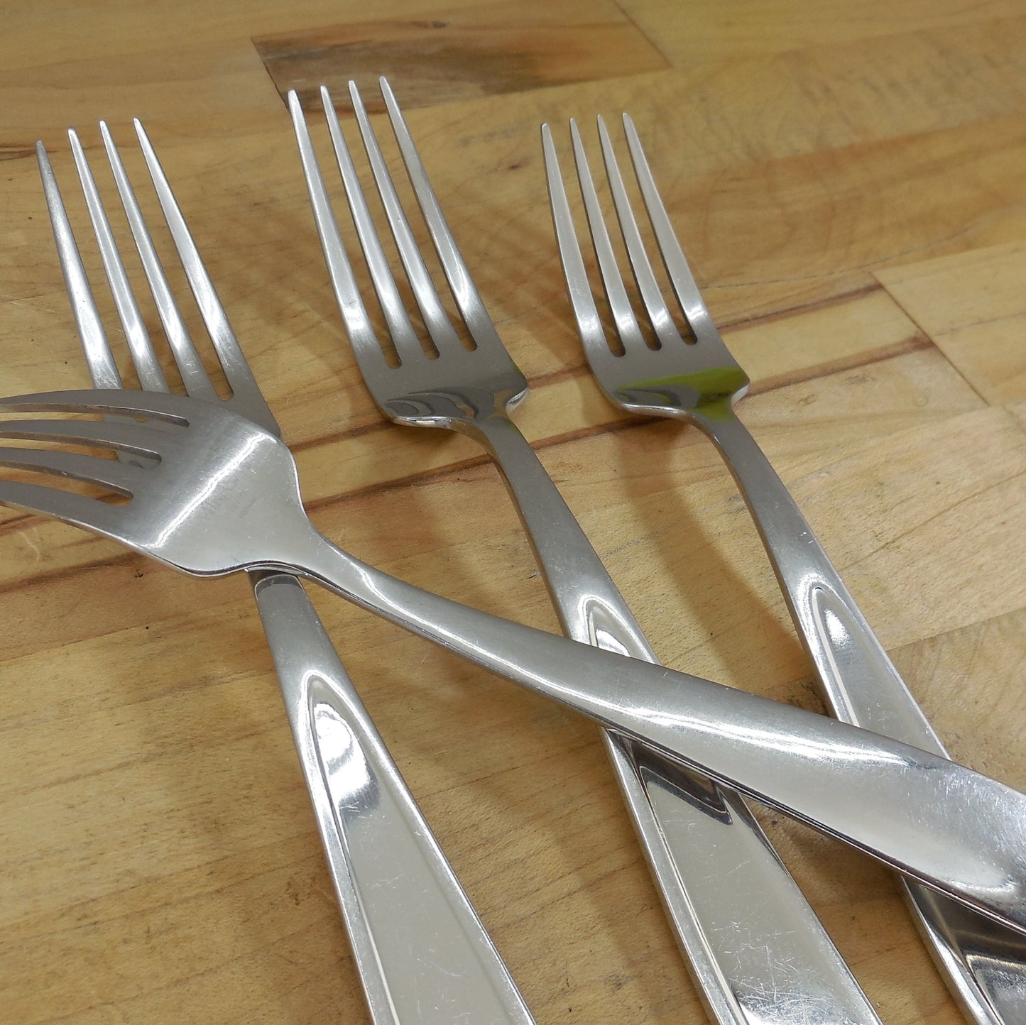 Mikasa Natasha Stainless Flatware - 2 Dinner & 2 Salad Forks Used
