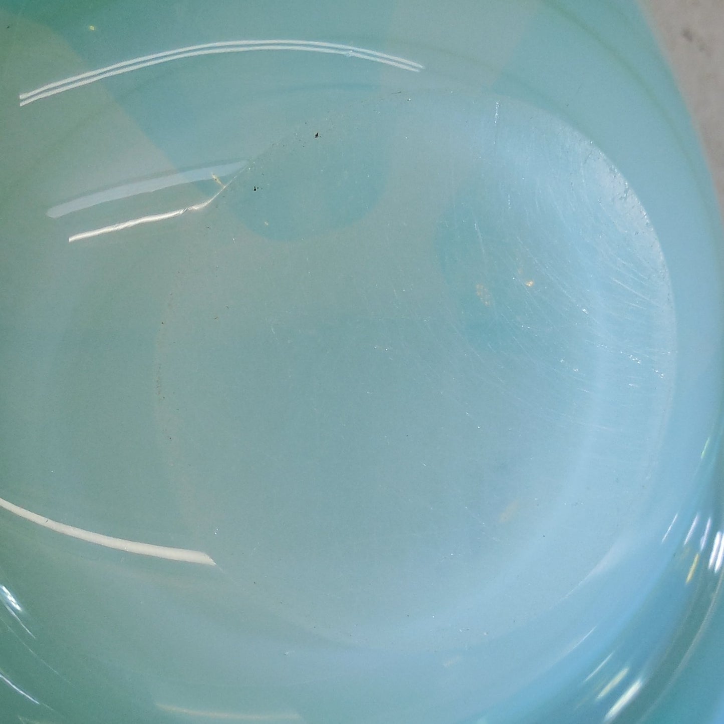 Murano Glass Unsigned Opaline Fade Blue Green Folded Bowl 7" Used