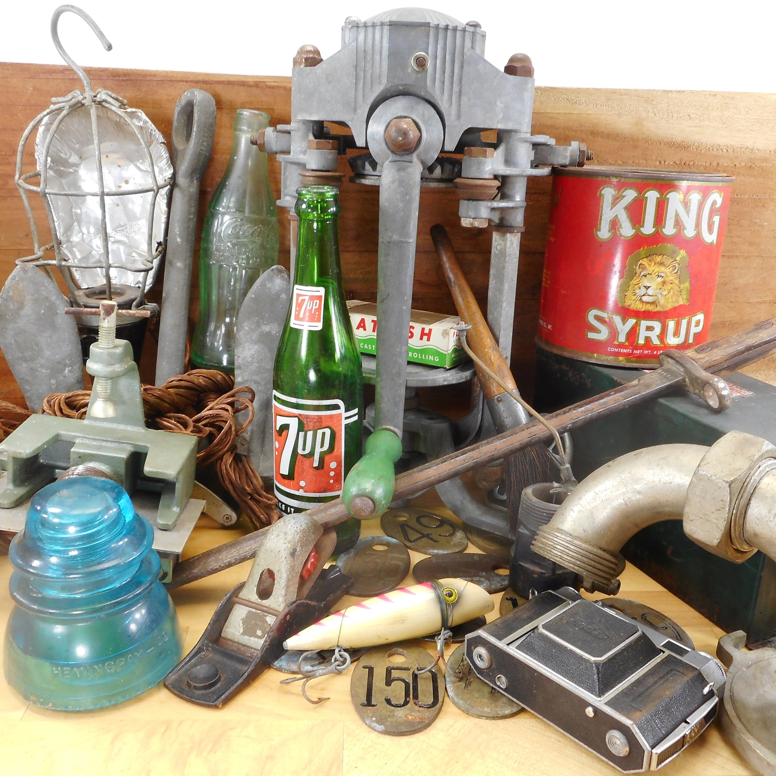 Antique & vintage primitive rustic wares, toys and collectibles - ephemera, books, industrial, hardware, tools, electronics, military, marine fishing, camping, old bottles, advertising cans signs, mad scientist, steam punk and plain old junk