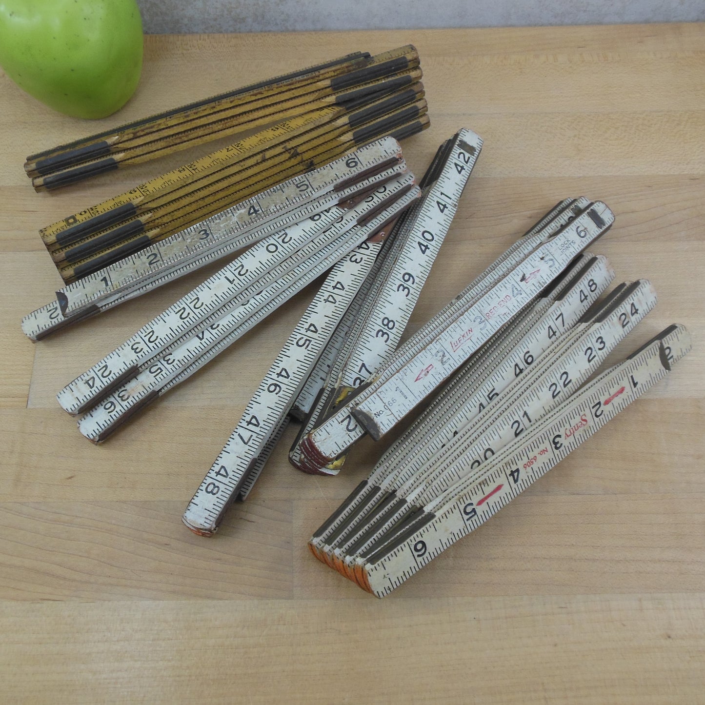 Folding Wood Rule Ruler 4 Lot - Lufkin Craftsman Sentry Unbranded USA 6'