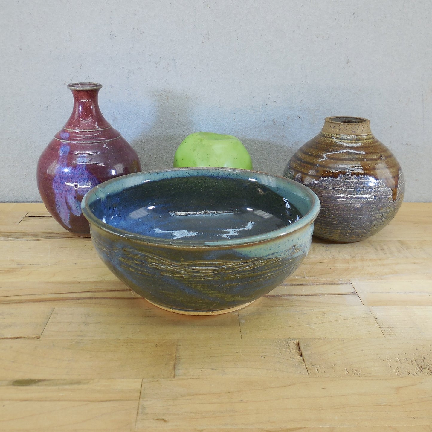 Signed 3 Lot Studio Pottery Vases Bowl Ruth DMG MTB Les