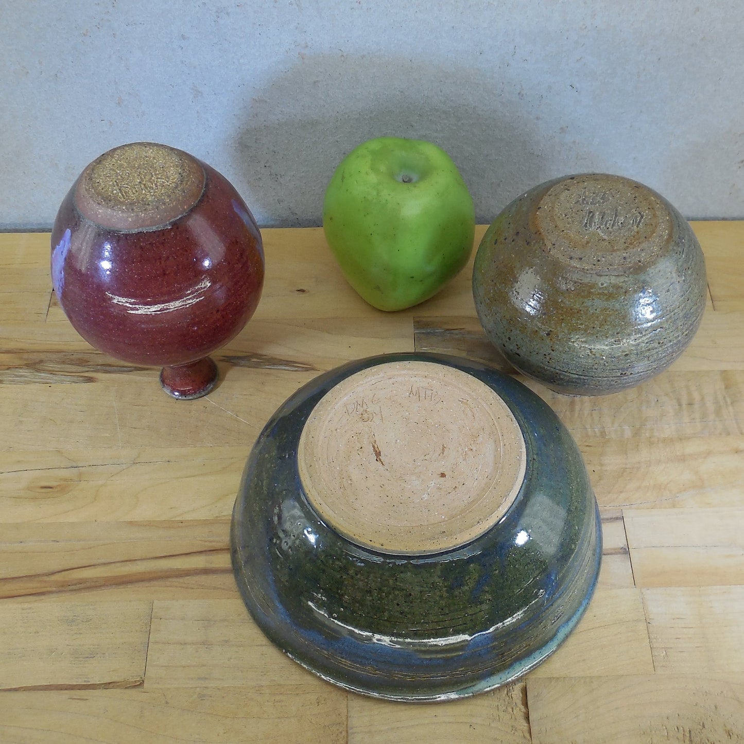 Signed 3 Lot Studio Pottery Vases Bowl Ruth DMG MTB Les 4" 5.75"