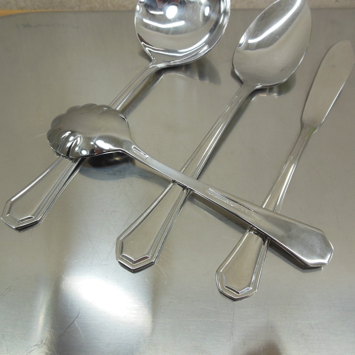 Wallace Casino Stainless Flatware 4 Pieces - Ladle Sugar Spoon Butter used