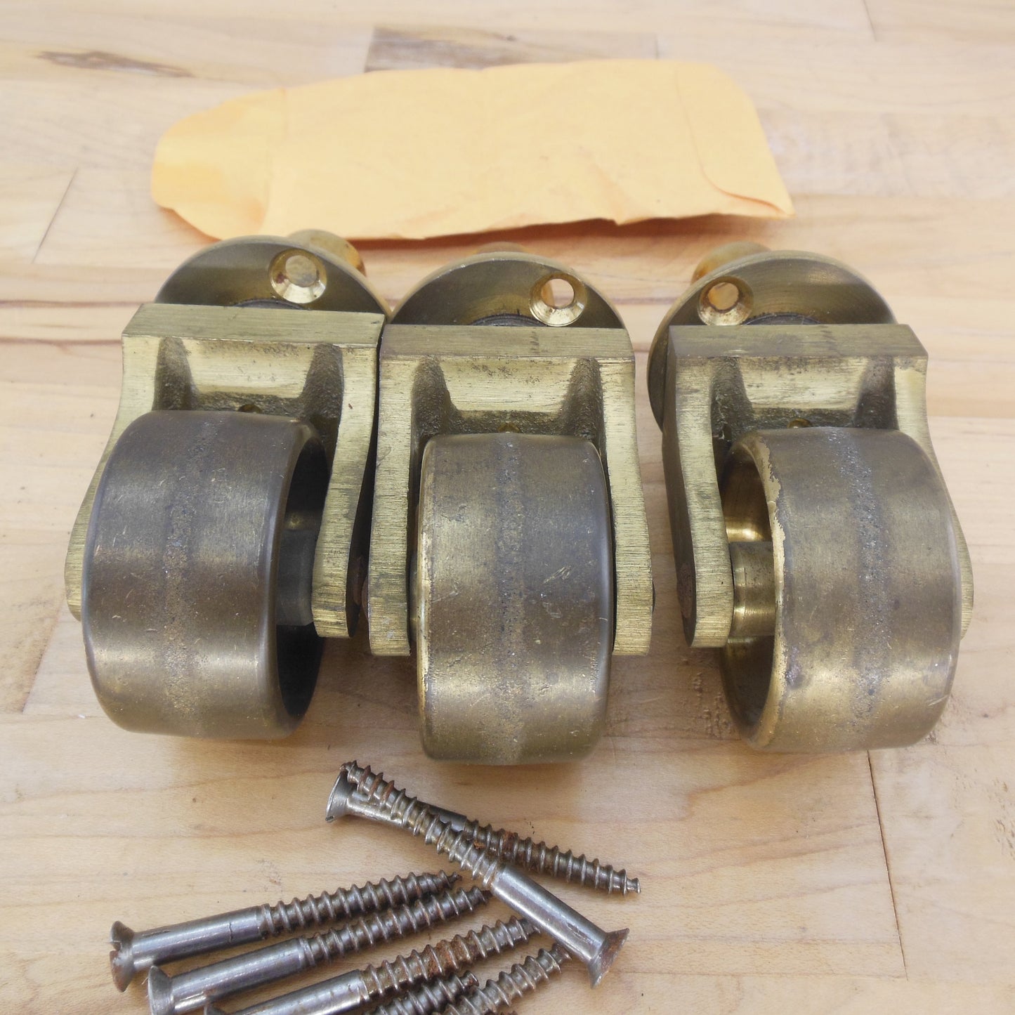 Unbranded Brass Grand Piano Wheel Caster 3 Set 1" Width 2-1/8" Dia. Singles