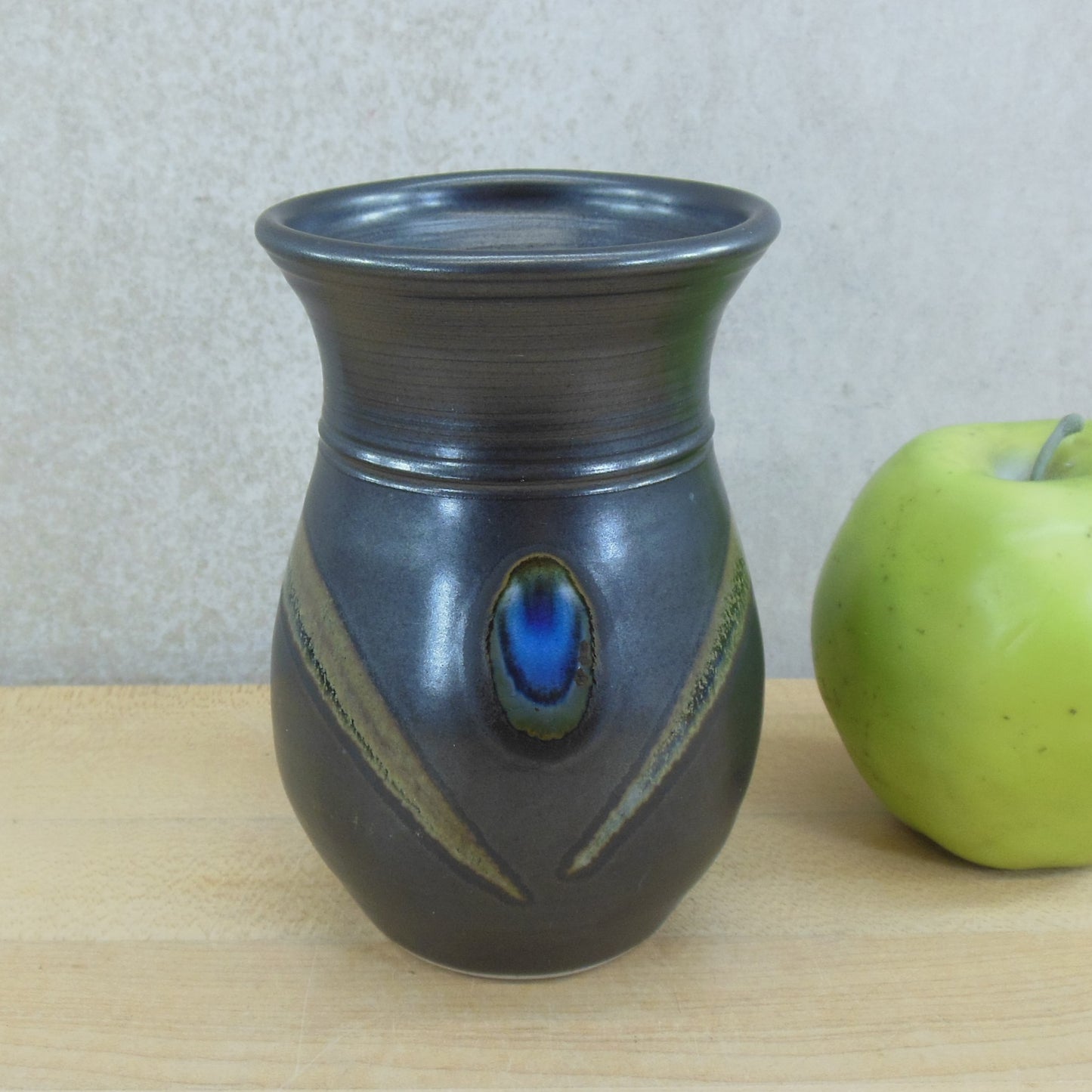 Walsh Signed Studio Pottery Vase Peacock Feather Eye